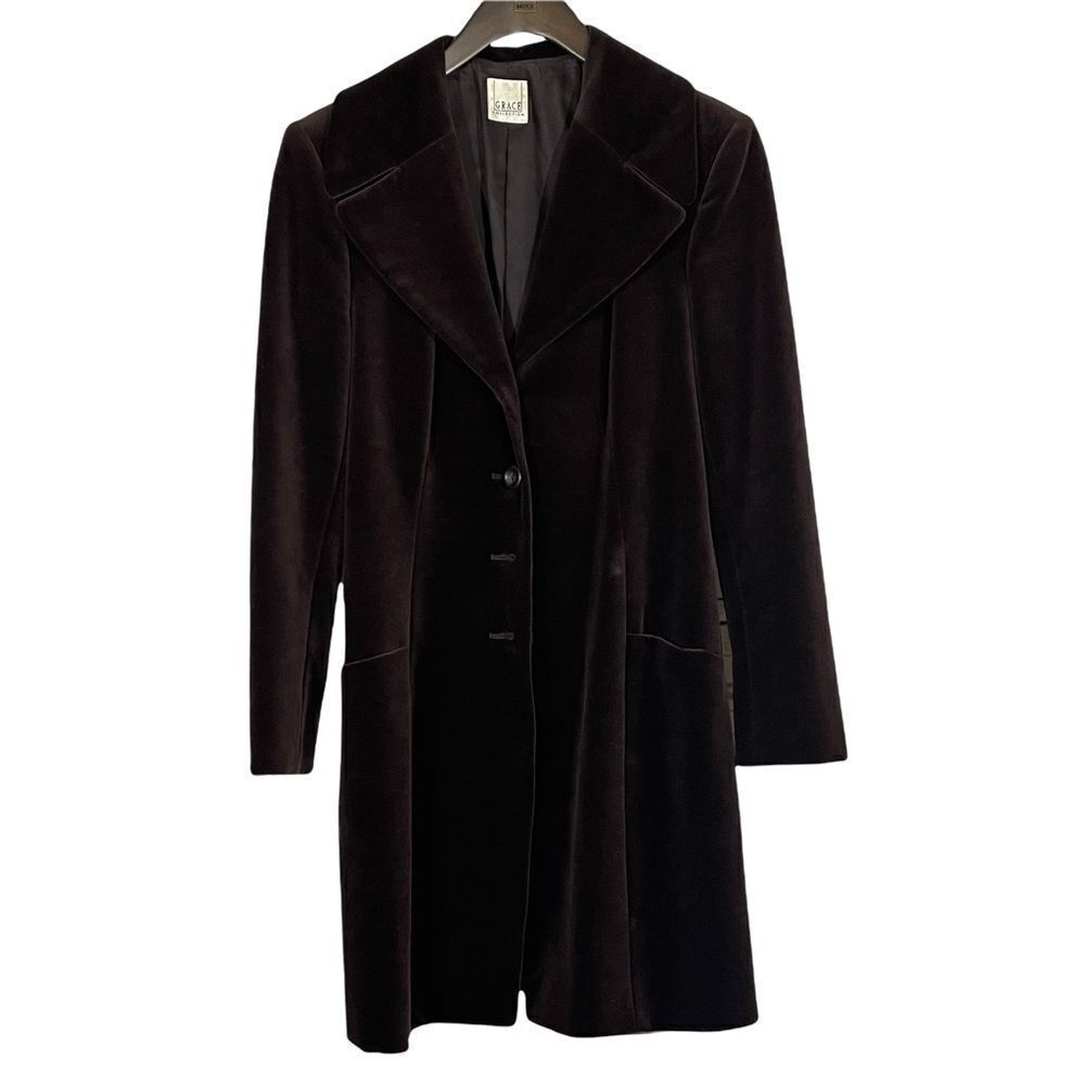Vintage Grace Collection Brown Velvet Jacket - Picture 3 of 5